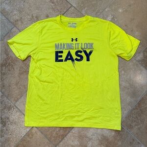 Under Armour Men’s Neon Yellow Performance Tee with Navy Graphic